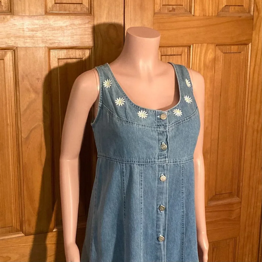 NWOT Vintage No Excuses Original Weathered Denim Sleeveless Dress Size M - Picture 4 of 16